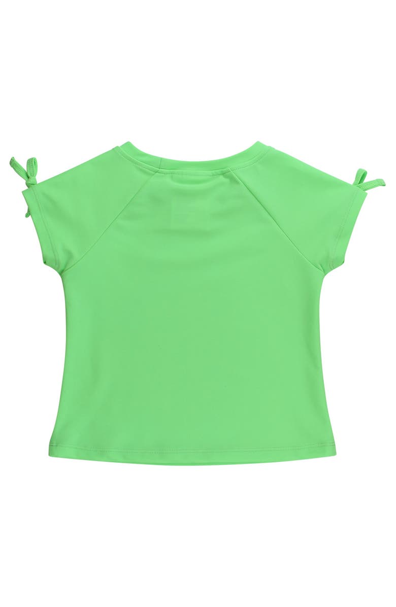 RuffleButts UPF50 Active Raglan Bow Shirt, Alternate, color, Neon Honeydew
