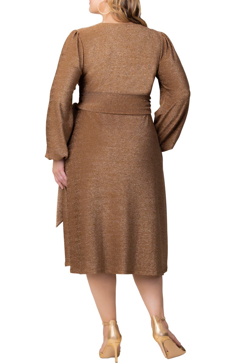 Kiyonna Soicialite Sweetheart Neck Wrap Dress, Alternate, color, Mocha Sparkle