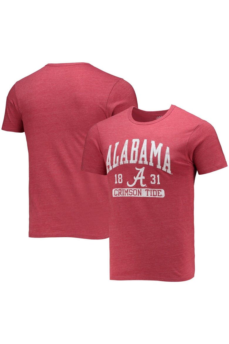 Men's League Collegiate Wear Heathered Crimson Alabama Crimson Tide Volume Up Victory Falls Tri-Blend T-Shirt, Main, color, Crimson