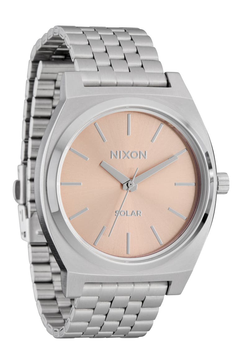 Time Teller Solar Bracelet Watch, 40mm, Main, color, SILVER / SALMON