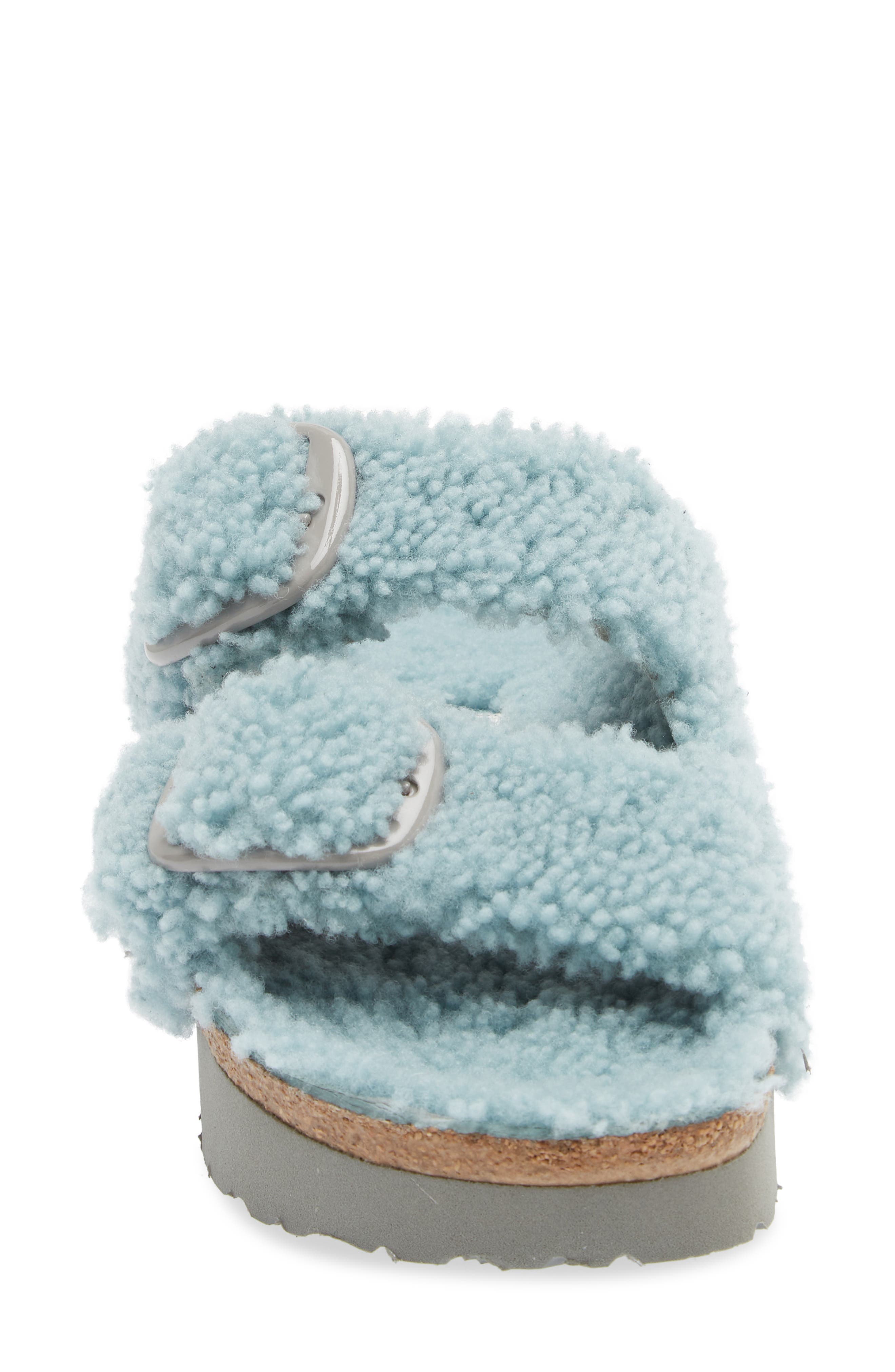 Birkenstock Papillio by Birkenstock Arizona Big Buckle Genuine Shearling Slide Sandal, Alternate, color, Blue