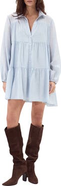 DELUC Gomera Tiered Button-Up Babydoll Minidress