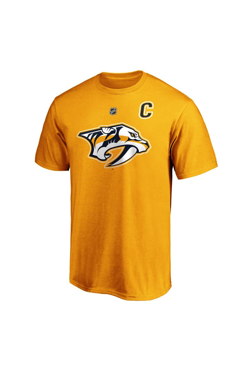 FANATICS Men's Fanatics Branded Roman Josi Gold Nashville Predators Authentic Stack Player Name & Number T-Shirt, Alternate, color, Gold