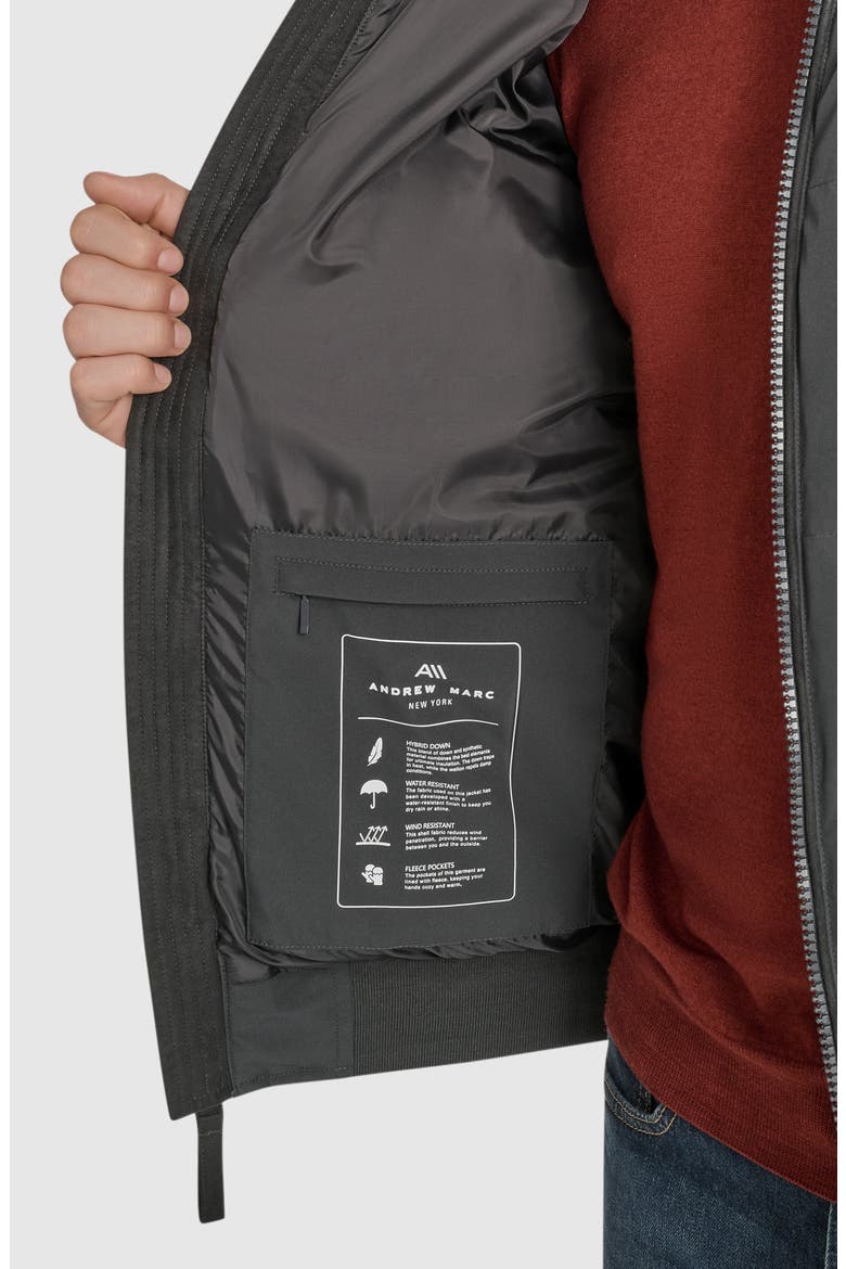 Langham Water Resistant Hooded Puffer Bomber Jacket, Alternate, color, CHARCOAL