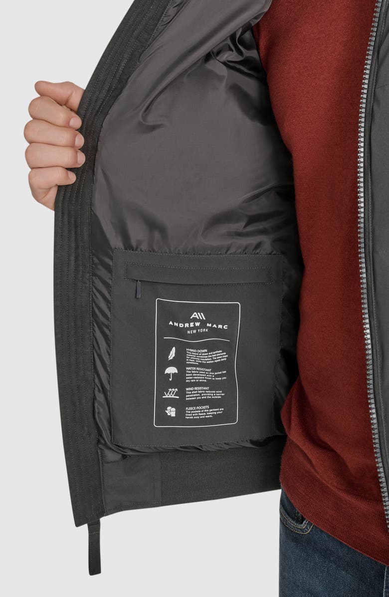 Andrew Marc Langham Water Resistant Hooded Puffer Bomber Jacket, Alternate, color, Charcoal