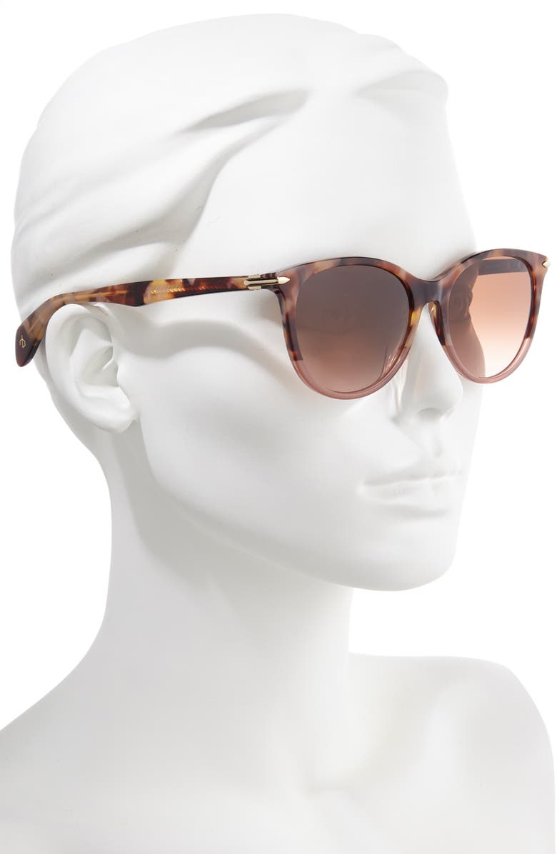 rag & bone 54mm Round Cat Eye Sunglasses, Alternate, color, Pink Havana