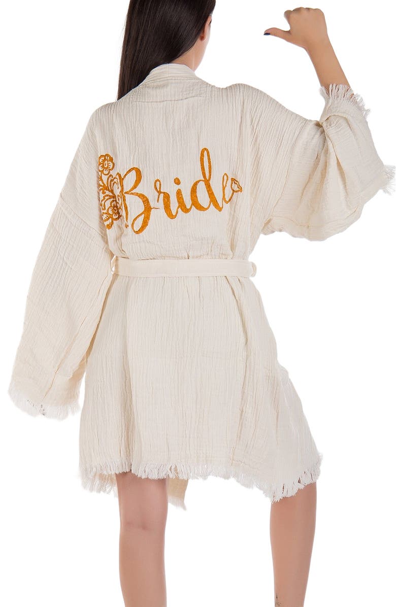 Forever & Always Shoes Thalassa Hande Bridal Short Robe Cover-Up, Alternate, color,