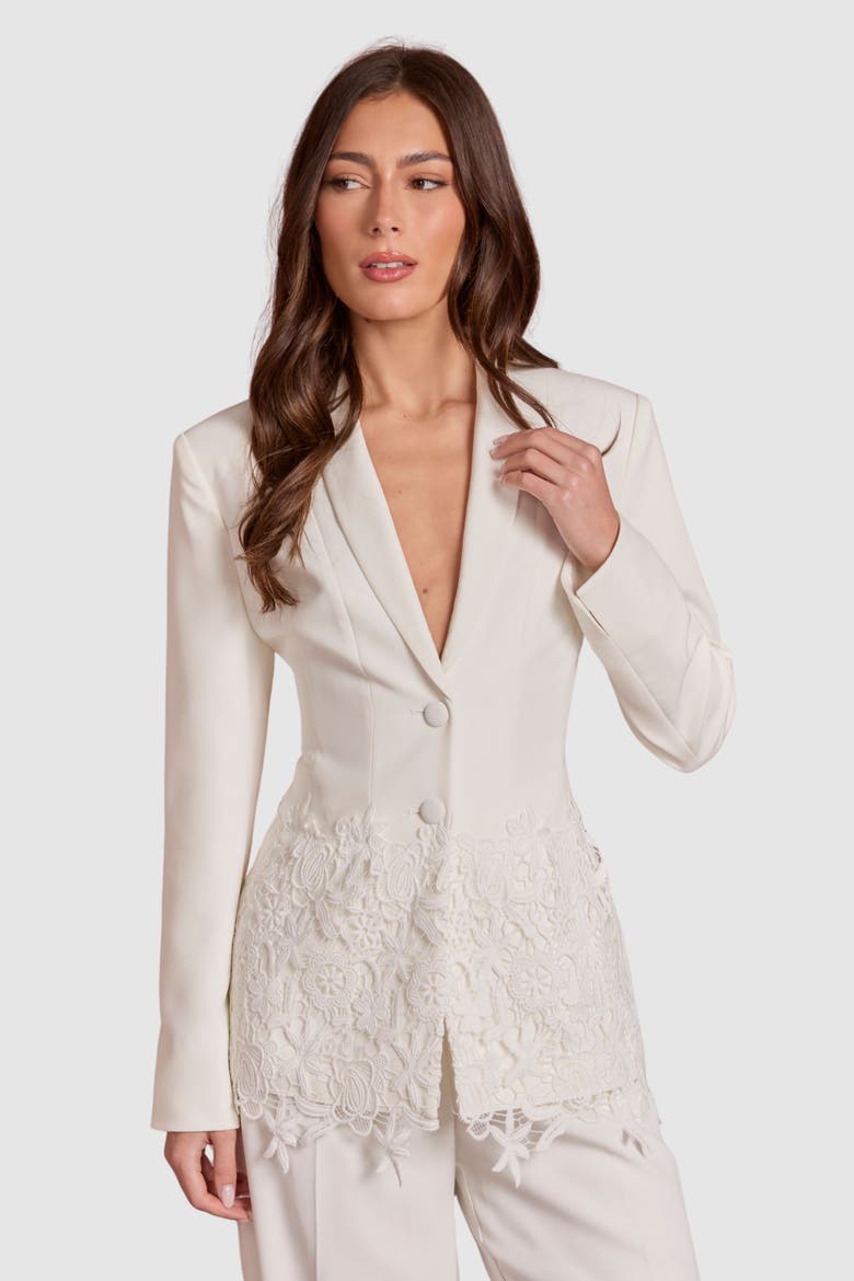 Longline Floral Embroidered Blazer, Main, color, Ivory