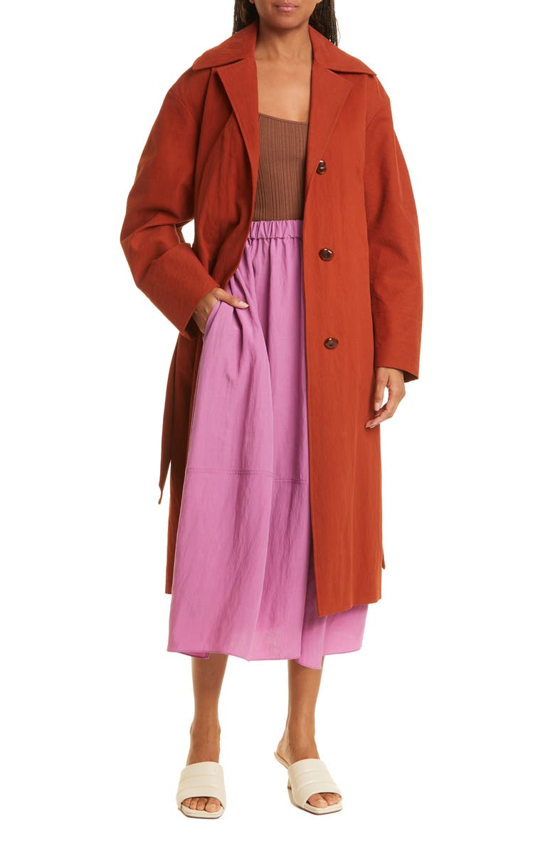 Vince Cotton Blend Belted Coat, Alternate, color, 