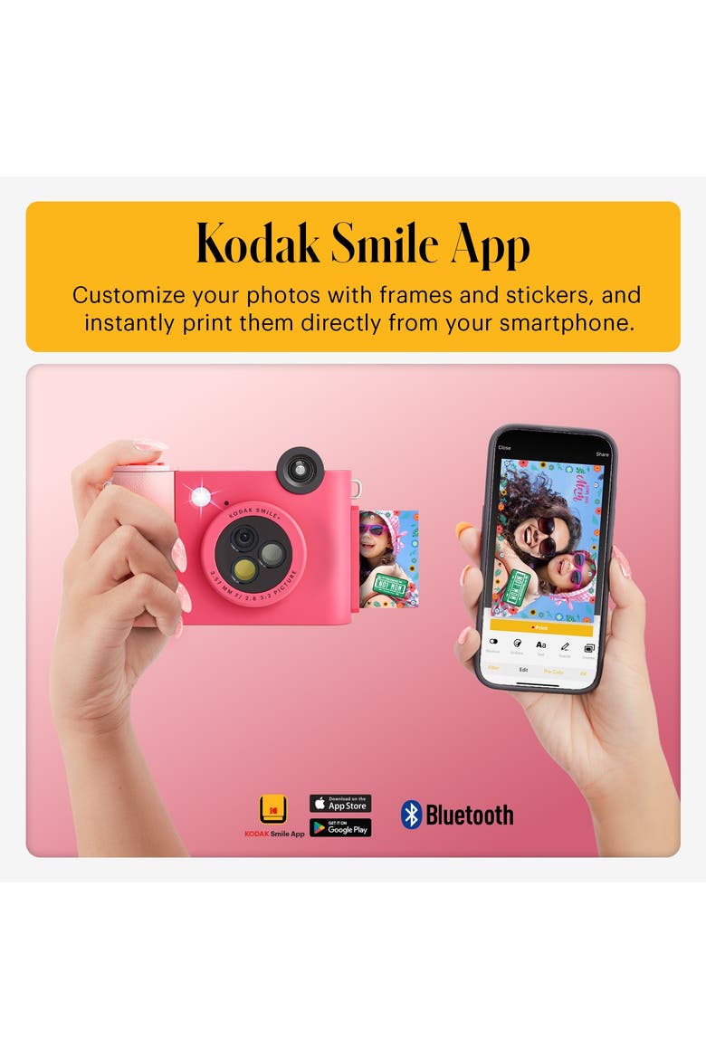 Smile+ Wireless 2x3 Digital Instant Print Camera with Effect Lenses & Zink Technology, Alternate, color, Fuchsia