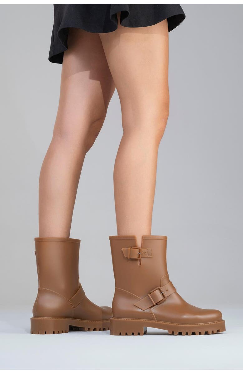 Prologue Shoes Zone Rain Boot, Alternate, color, Cognac Faux Leather