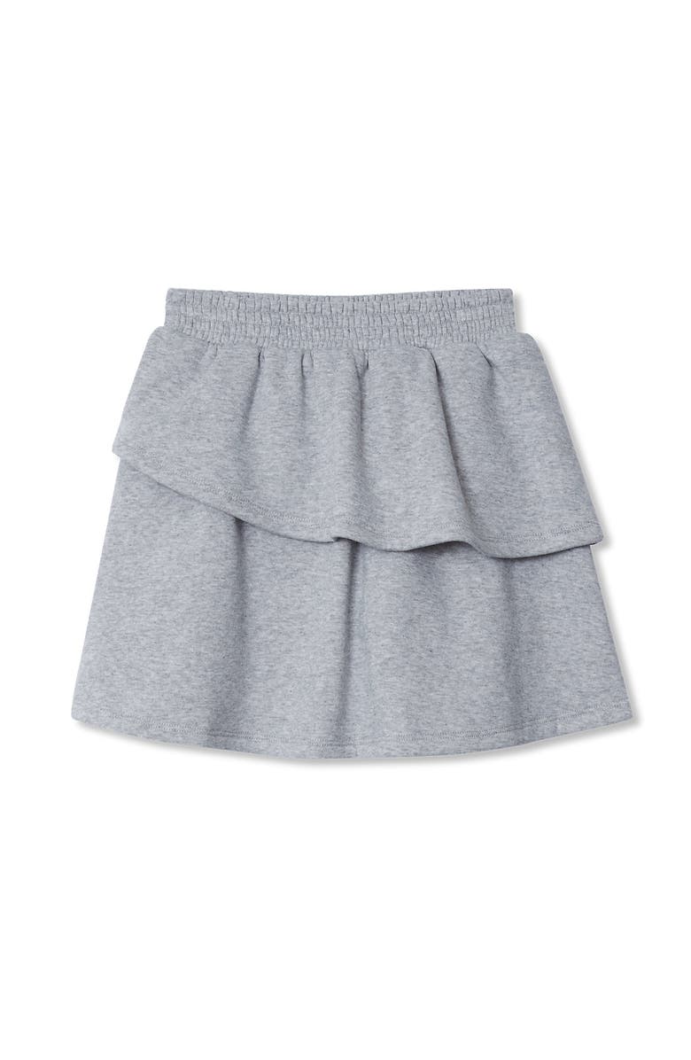 Lands' End Girls Tiered Fleece Skort, Main, color, Gray Heather