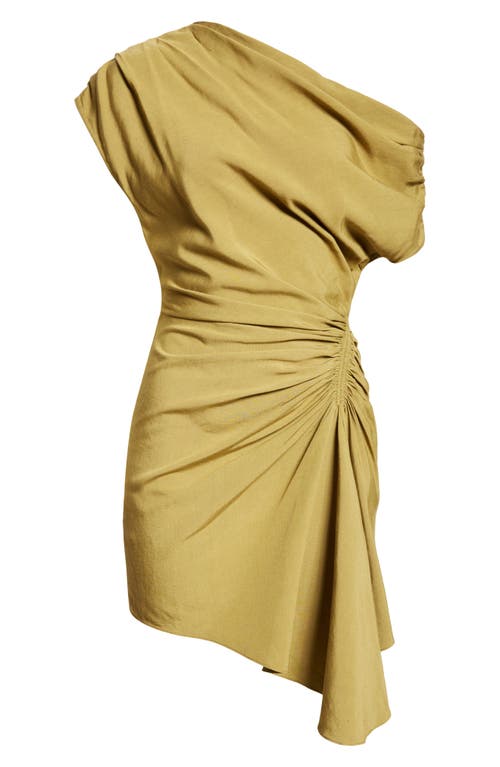 A.l.c Poppy Ruched Off-the-shoulder Mini Dress In Hazel