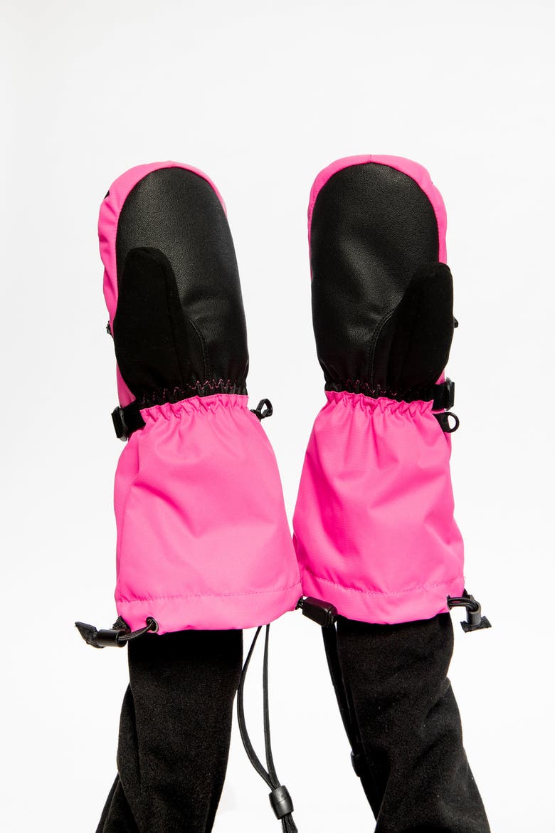 Girl Teknik Waterproof Zipper Pocket Winter Mittens, Alternate, color, Bright Pink