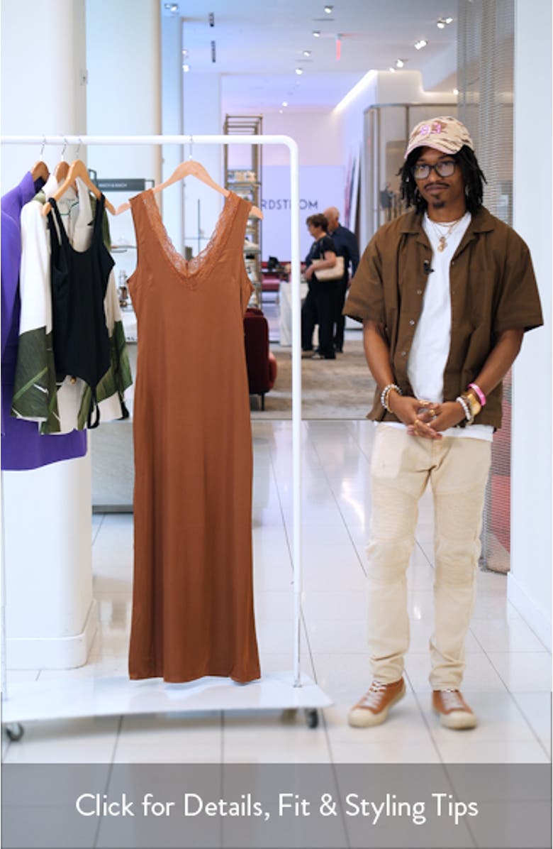 Simi Lace Trim Satin Maxi Dress, sales video thumbnail