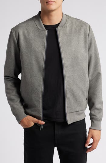Robert Barakett Degas Faux Suede Knit Bomber Jacket In Gold