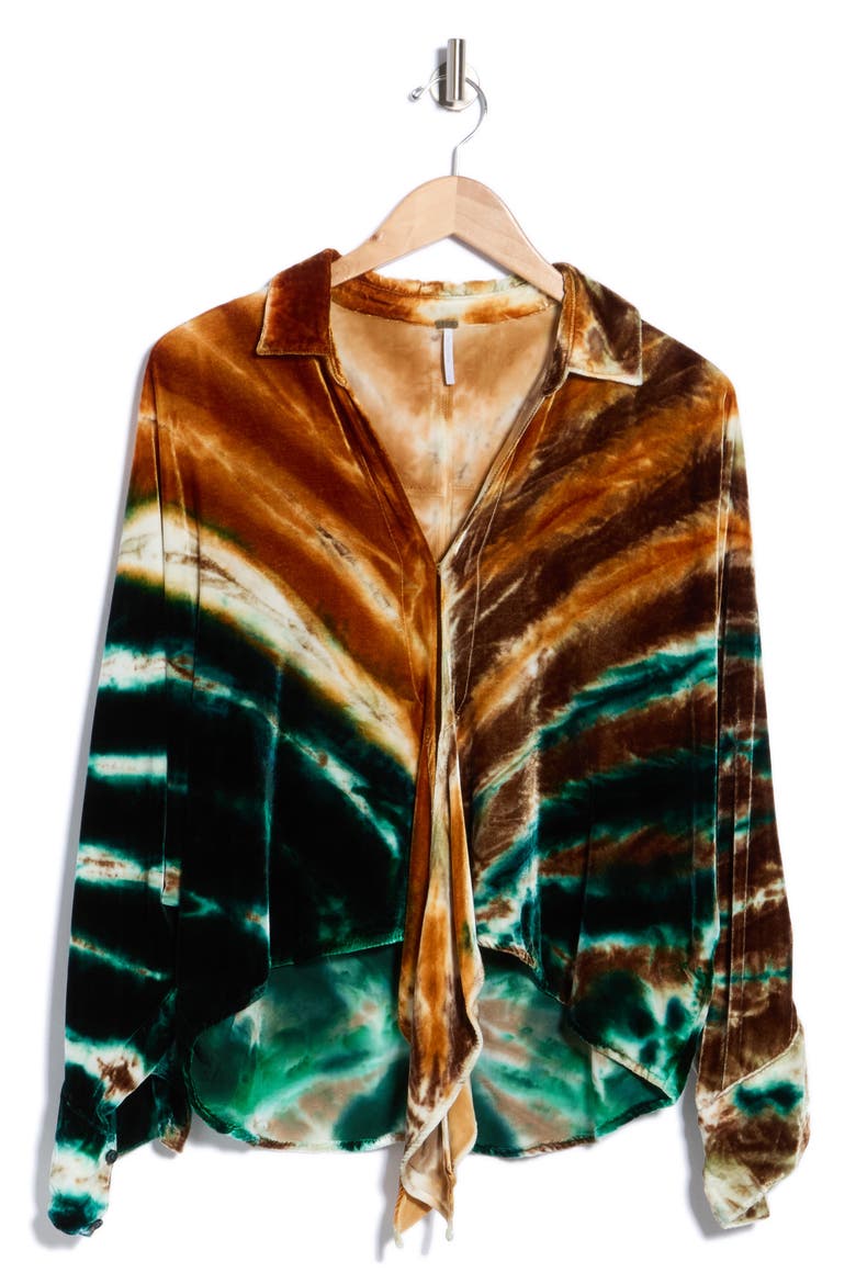 Magda Silk Blend Velvet Shirt, Main, color, OZ GREEN AUSTIN WASH