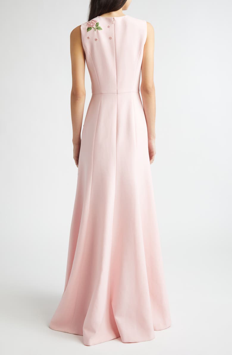 Carolina Herrera Floral Embroidered Sleeveless Crepe Gown, Alternate, color, Rosewater