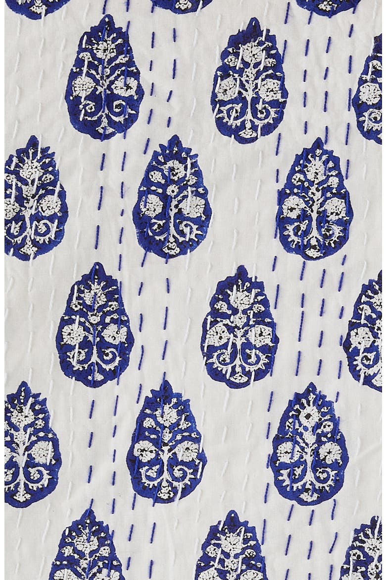 Floral Paisley 2-Pack Cotton Pick Stitch Shams, Alternate, color, INDIGO