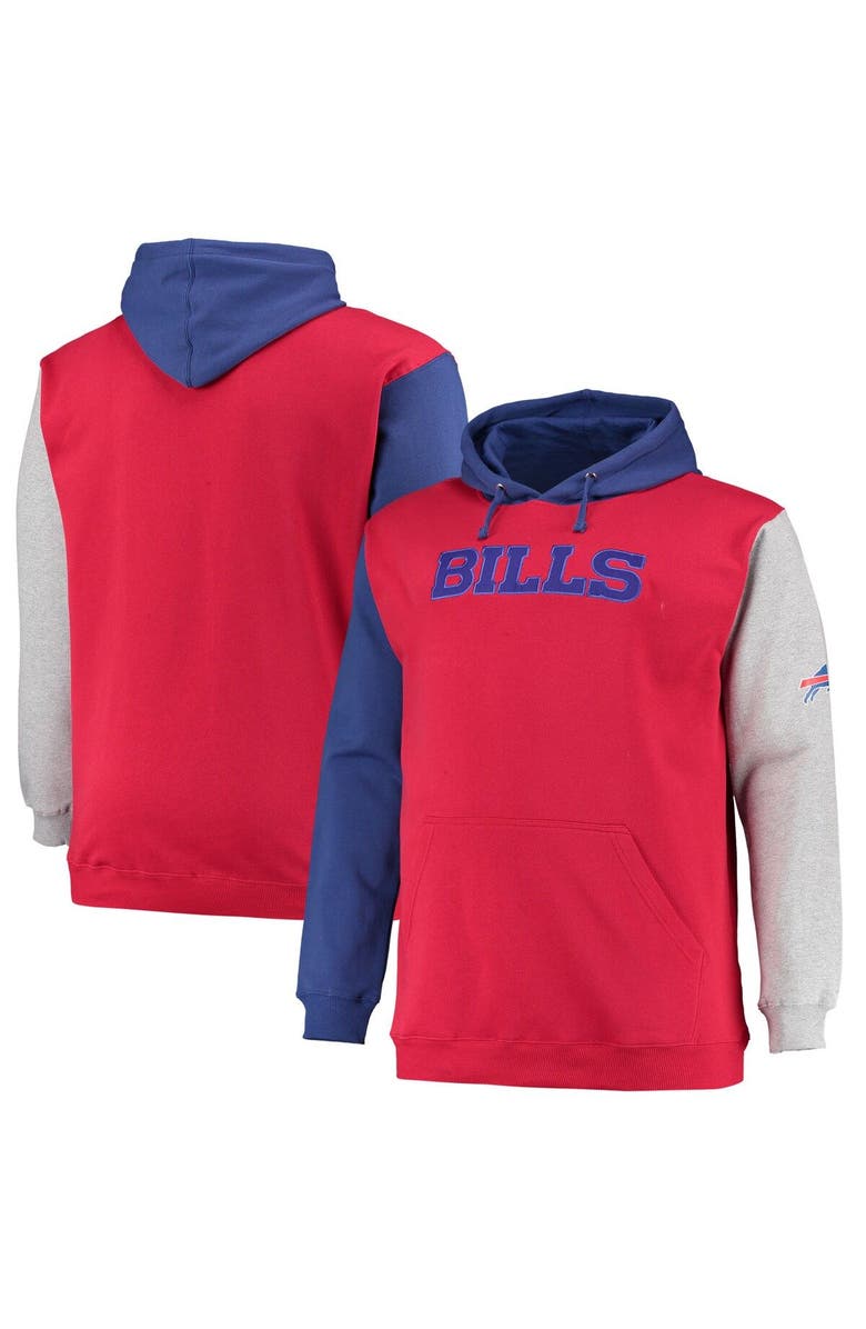 PROFILE Men's Royal/Red Buffalo Bills Big & Tall Pullover Hoodie, Alternate, color,