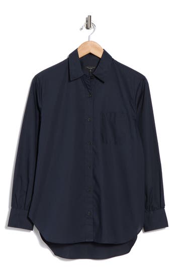 Rag & Bone Max Button Front Shirt In Blue