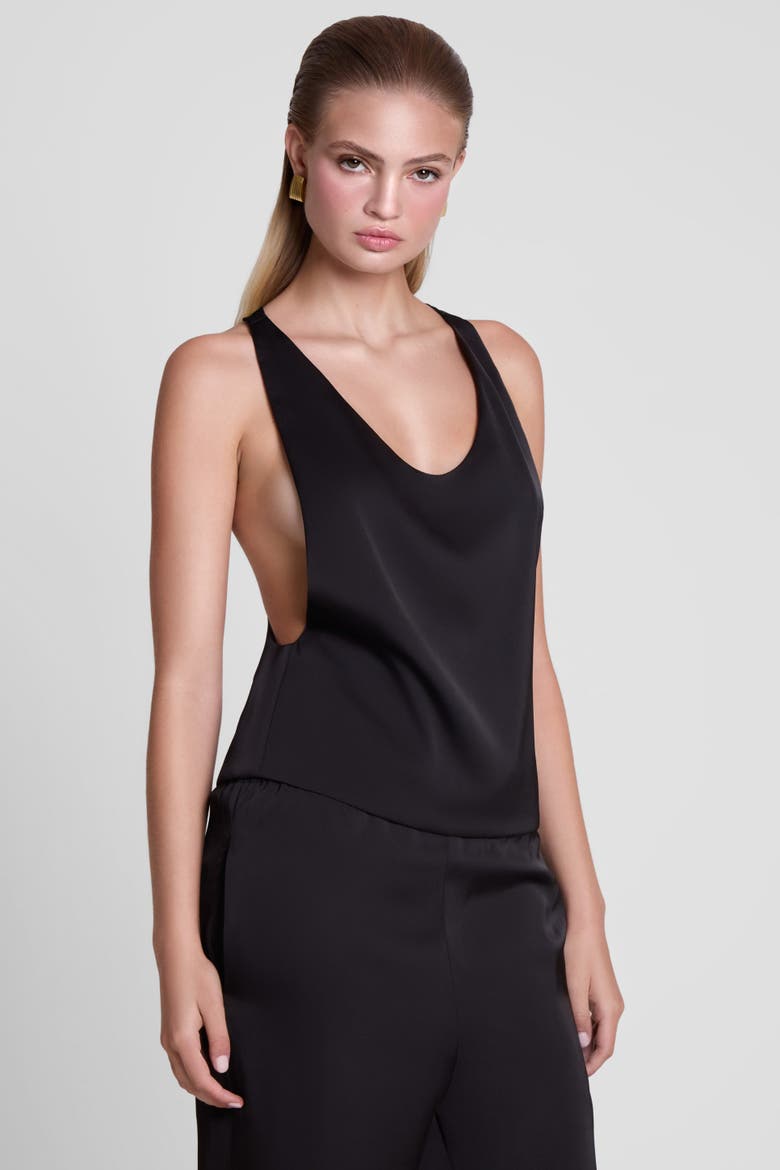 Suri Satin Racerback Top, Alternate, color, Black