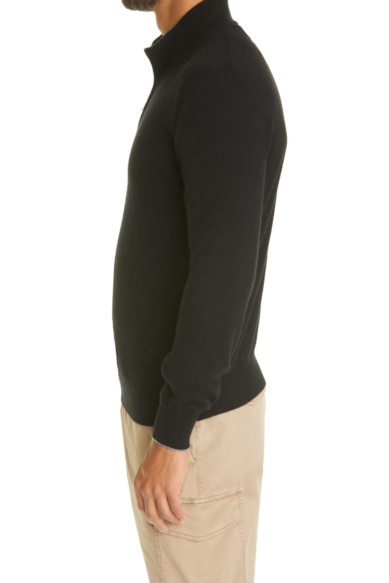 Quarter Zip Cashmere Pullover, Alternate, color, BLACK