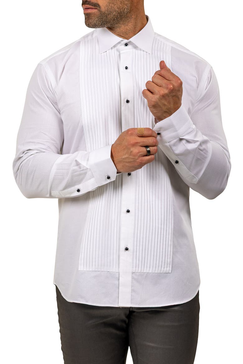 Ceremony Cotton Tuxedo Shirt, Alternate, color, WHITE