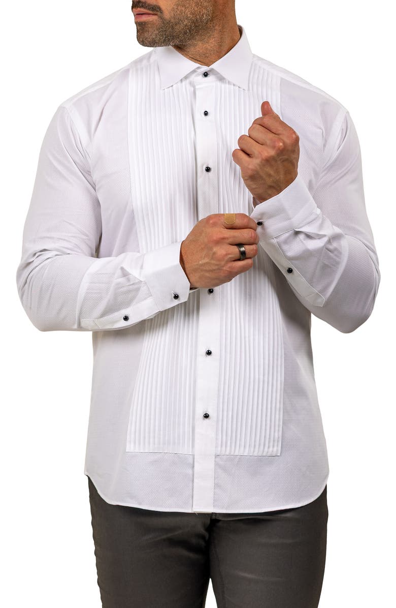 Maceoo Ceremony Cotton Tuxedo Shirt, Alternate, color, White