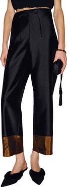 Reformation Olina Jacquard Hem Wide Leg Cropped Pants