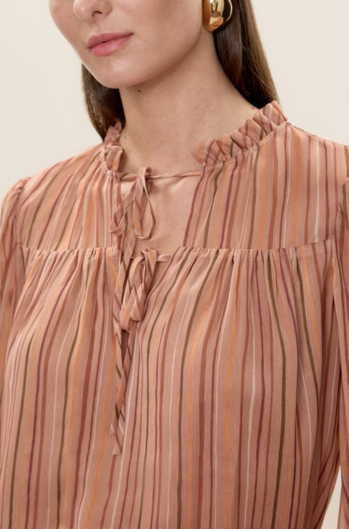 Rebecca Taylor Celeste Stripe Blouse In Brown