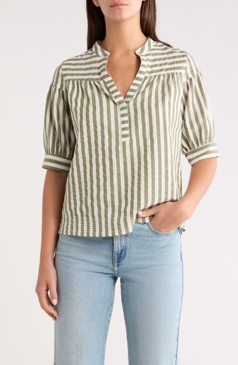 Catana Stripe Split Neck Top