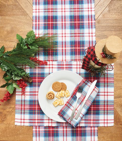 C & F Home C&f Home Morris Plaid Red And Green Woven Table Runner 13" X 72" In Red