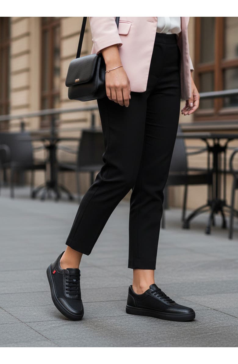 Marc Joseph New York Columbia Street Hands Free Technology Leather Mesh Sneaker, Alternate, color, Black Grainy Leather