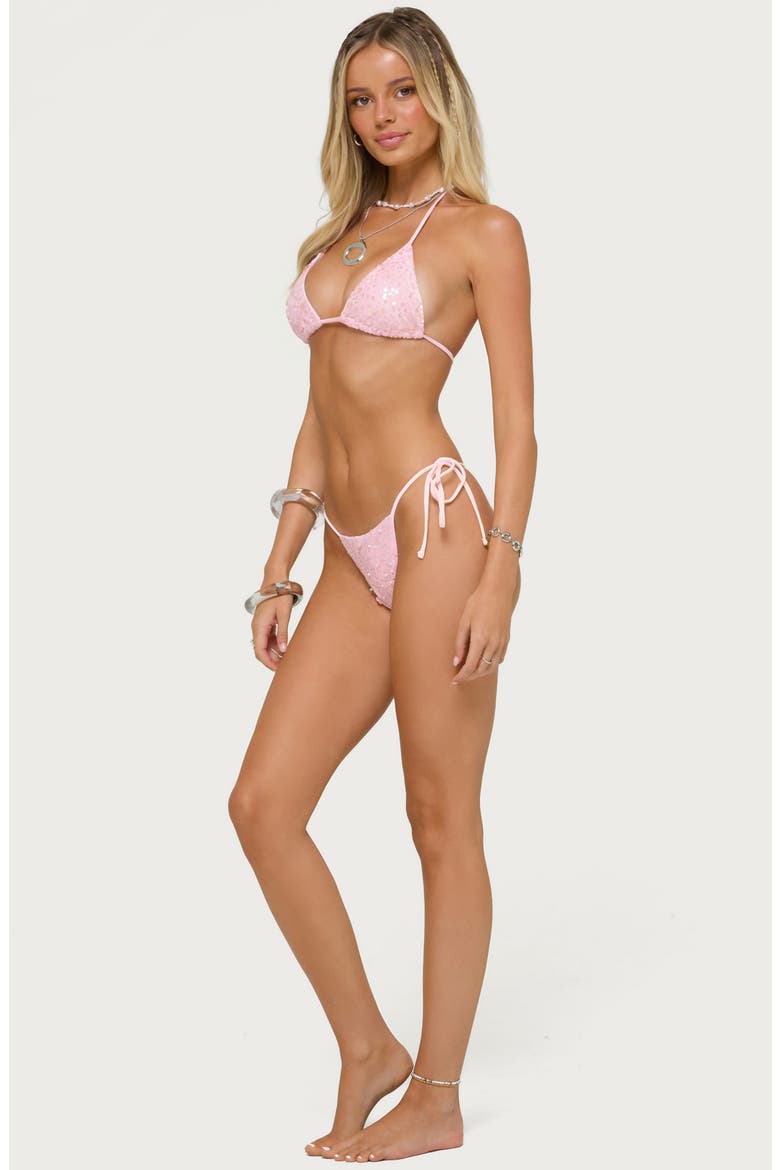 Naomey Sequin Halter Swim Top, Alternate, color, LIGHT-PINK