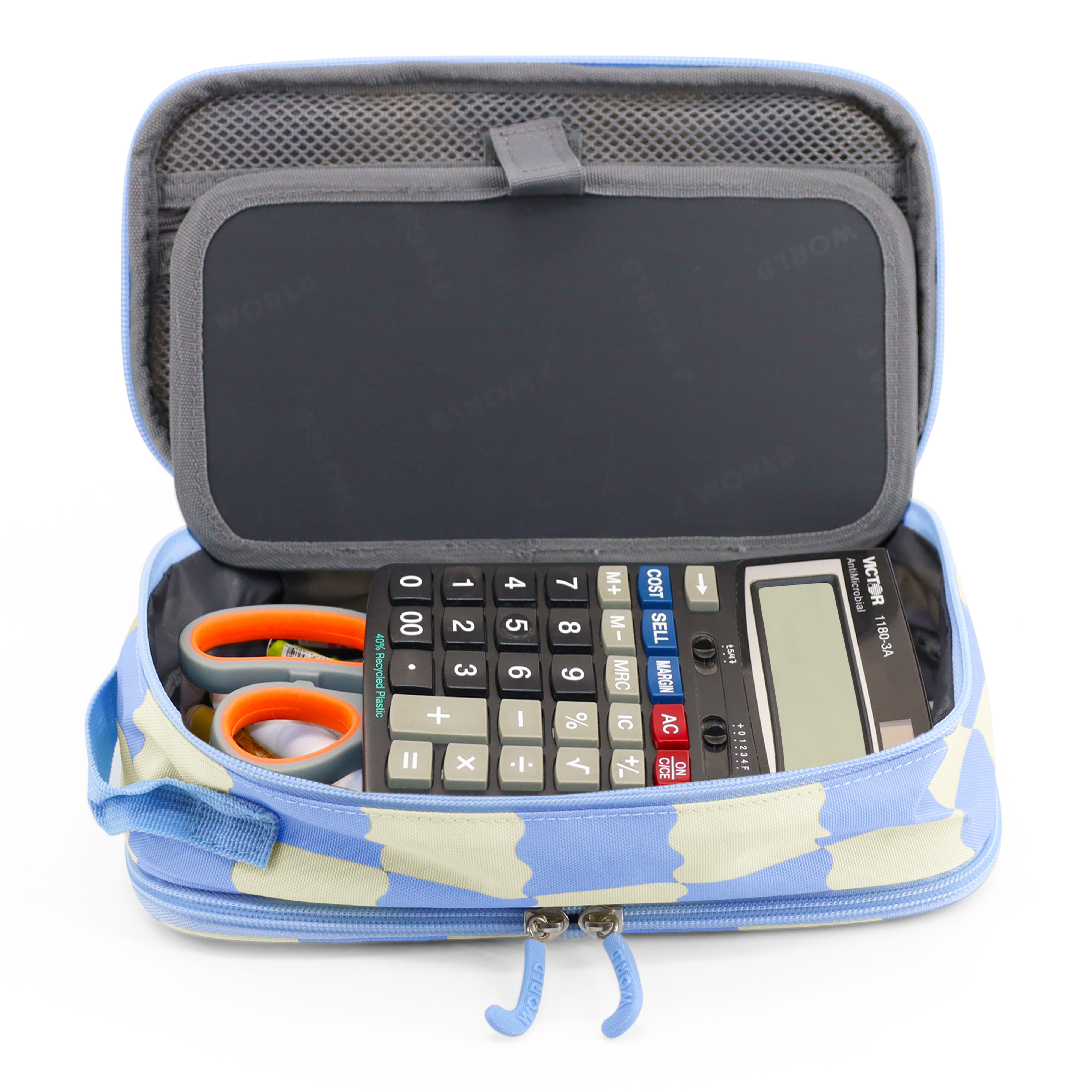 Doodle Pencil Case with Handle Strap, Alternate, color, Wiggle Blue
