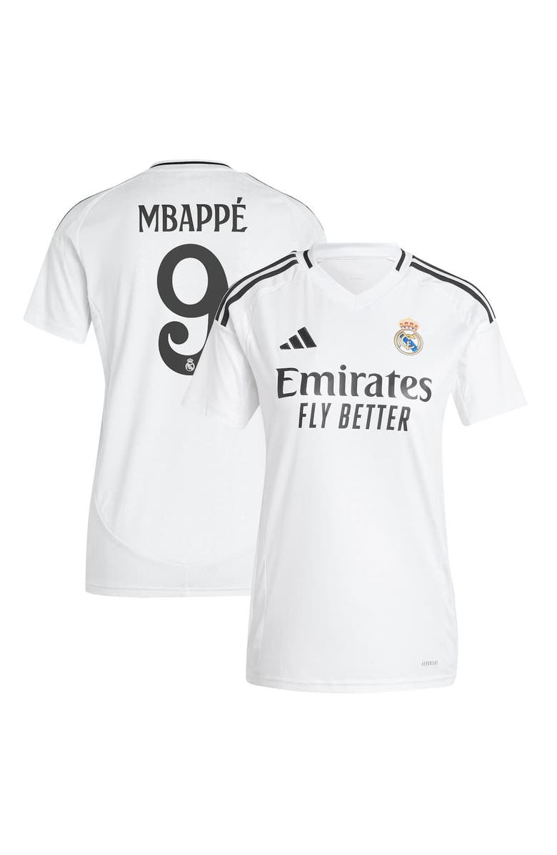 adidas Women's adidas Kylian Mbappé White Real Madrid 2024/25 Home Replica Player Jersey, Main, color,
