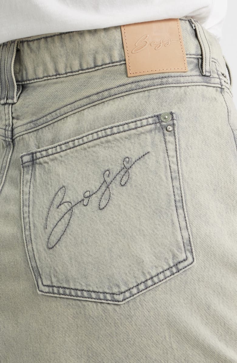 BOSS Orange Curved Hem Denim Skirt, Alternate, color, Gy