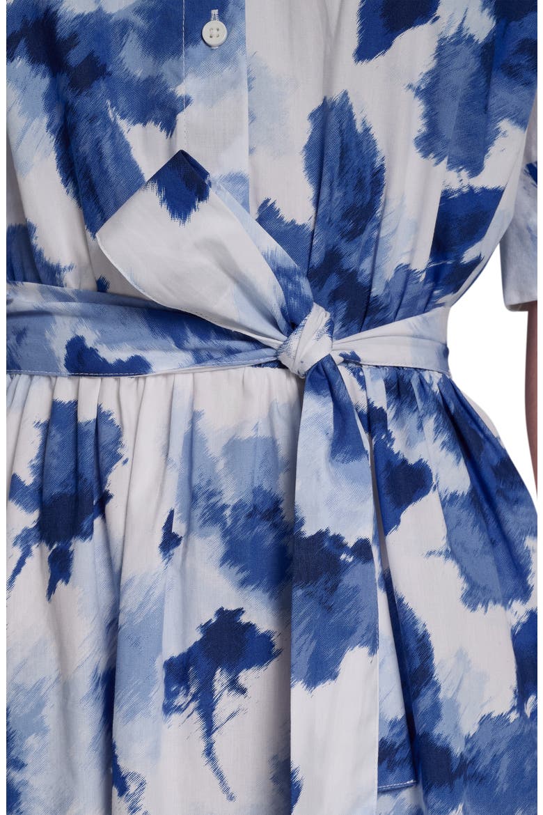 Printed Tie Waist Shirtdress, Alternate, color, CORNFLOWER