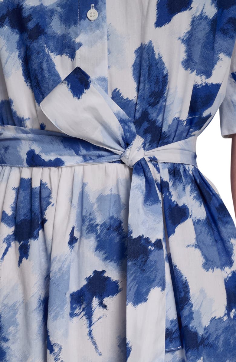 DKNY Printed Tie Waist Shirtdress, Alternate, color, Cornflower