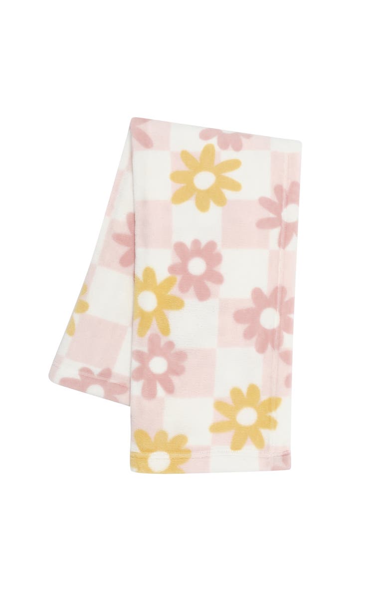 Lambs & Ivy Daisy Dreams Soft & Cozy Luxury Fleece Checkered Baby Blanket, Main, color, Pink