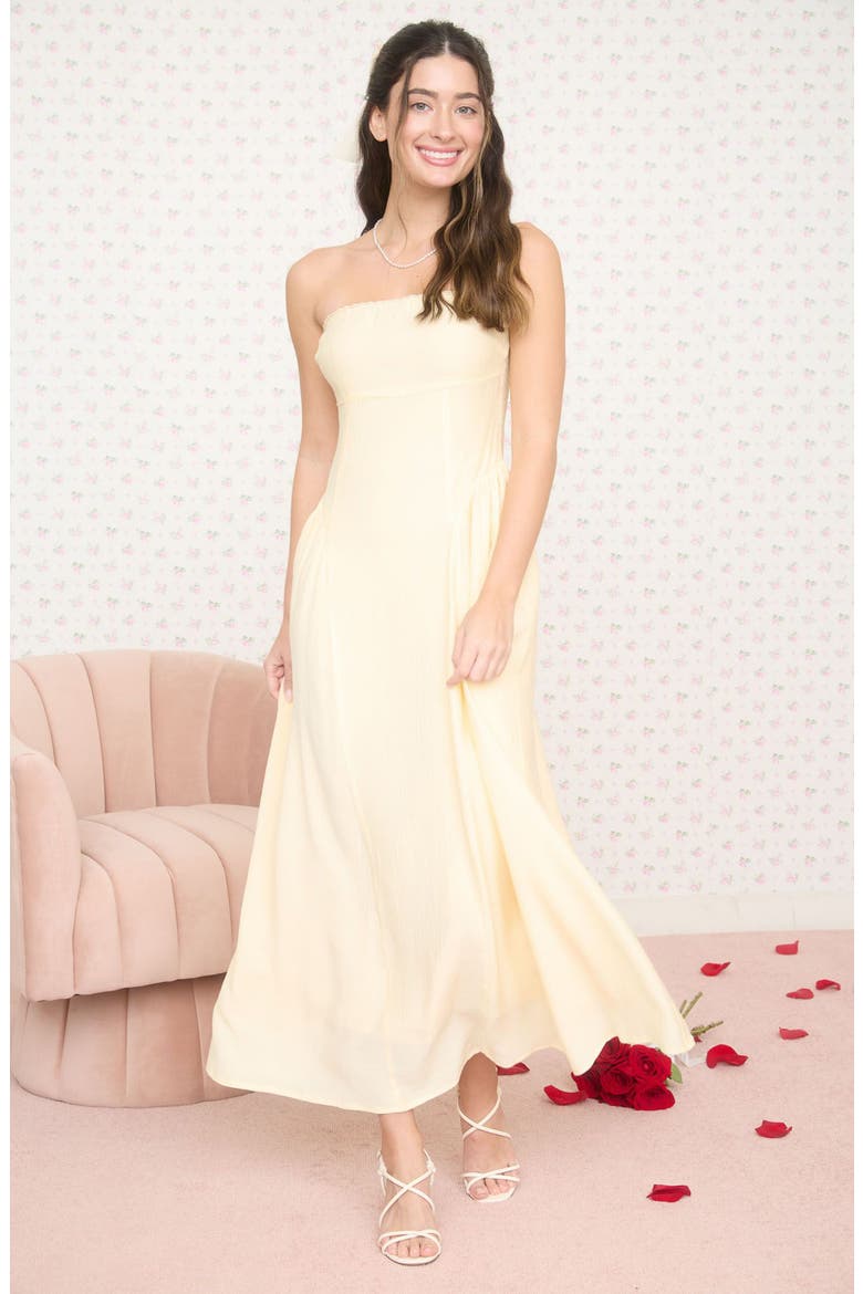 Strapless Fit & Flare Midi Dress, Alternate, color, BUTTER YELLOW