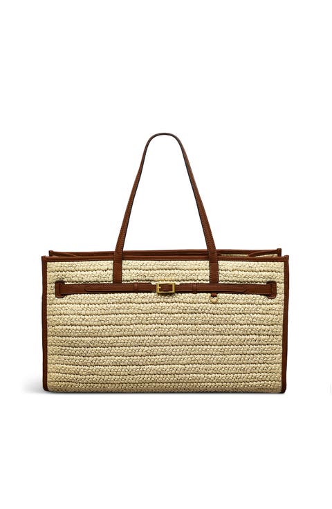 The Library - Raffia Large Open Top Tote Bag
