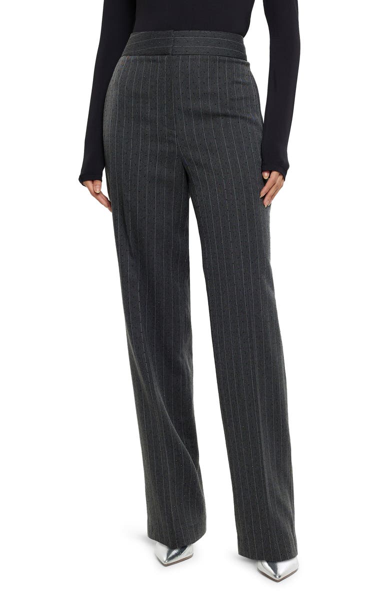 River Island Diamante Pinstripe Straight Leg Pants, Main, color,