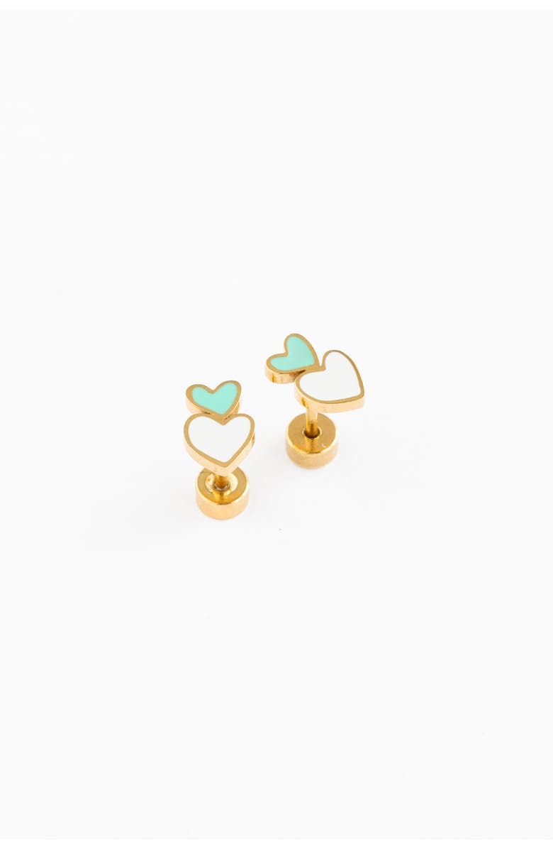 Pip Pop Heart Stack Stud Earrings, Main, color, Green