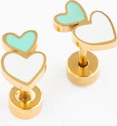 Pip Pop Heart Stack Stud Earrings