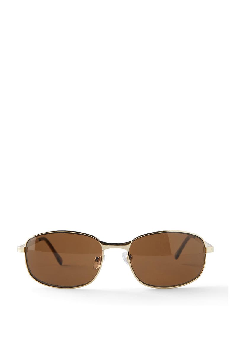 Rosie Metal Racer Sunglasses, Main, color, Gold Brown