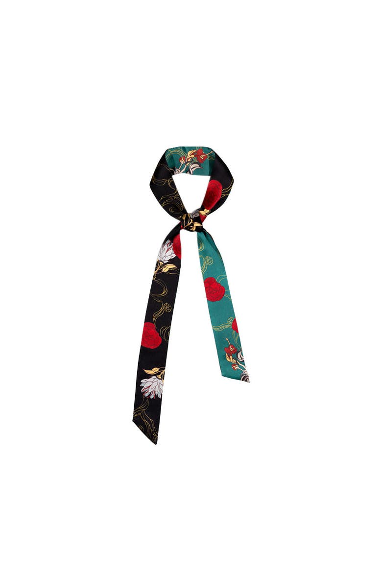 "Dream Hunter" Silk Skinny Scarf, Main, color, Green