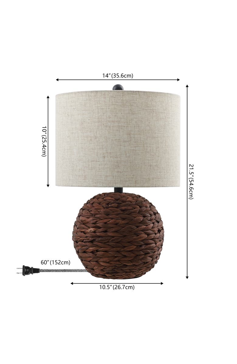 JONATHAN Y Camilo 21.5" Modern Coastal Woven Rattan Globe LED Table Lamp, Alternate, color, Dark Brown