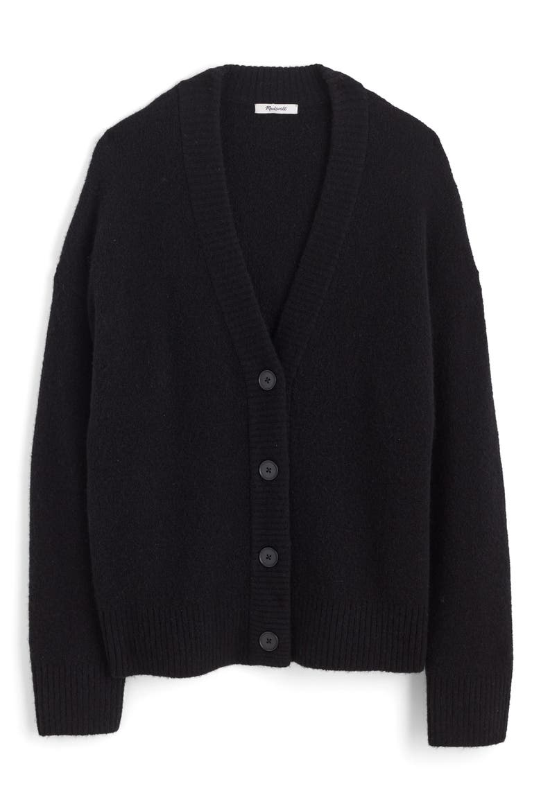 Drop Shoulder V-Neck Cardigan, Alternate, color, BLACK
